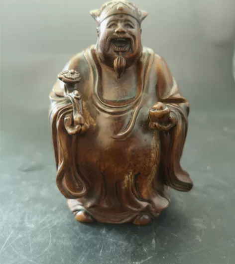 日本回流木雕摆件财神摆件，小叶黄杨木材质，...