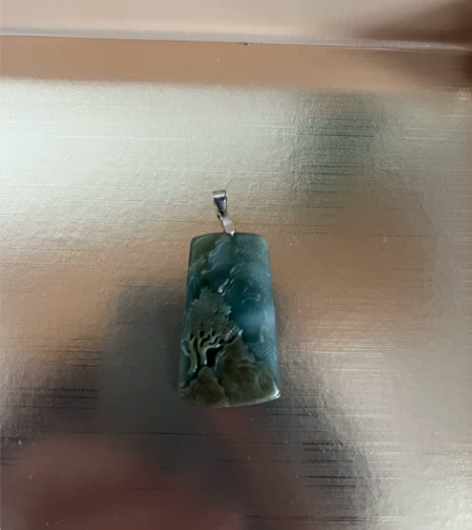 翡翠A货玉器山水吊坠山水聚财源玉佩黄翡玉雕...