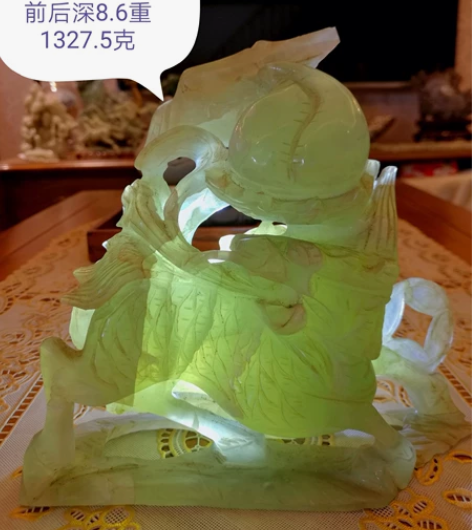 玉雕摆件麒麟献寿 老屋翻出的，有二三十年了...