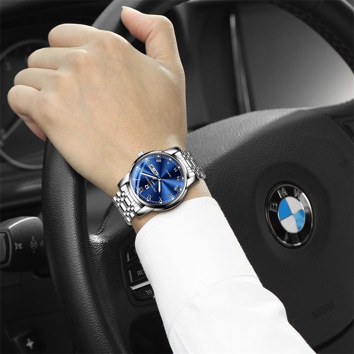 瑞之缘爆款精钢壳钢带钢表男士正品石英表三针...