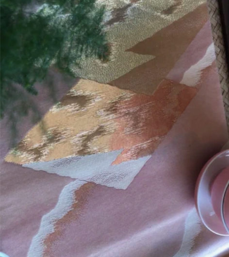 织金山水画片 六通 袋带 【描述】绢布织锦...