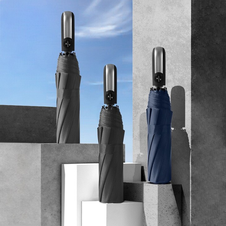 商务三折叠全自动 雨伞男女加大加固双人8骨...