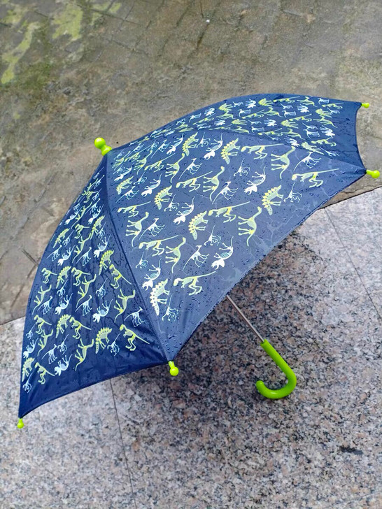 可爱卡通恐龙美人鱼安全手推男女童长柄伞晴雨...
