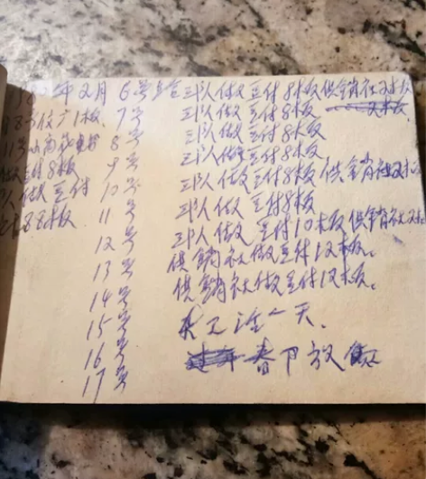 老日记本明确记载八十年代一个老豆腐匠的日记...