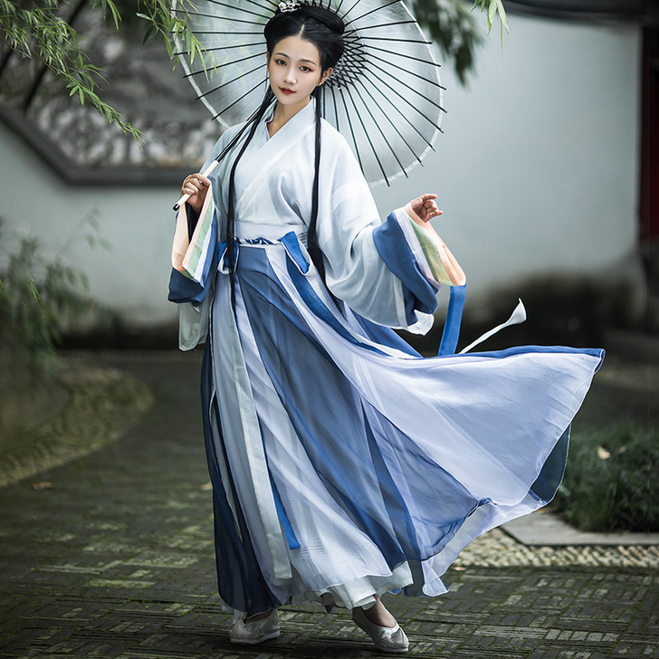 柒邑雲裳诉汉服女原创正版交领魏晋制拼色日常...