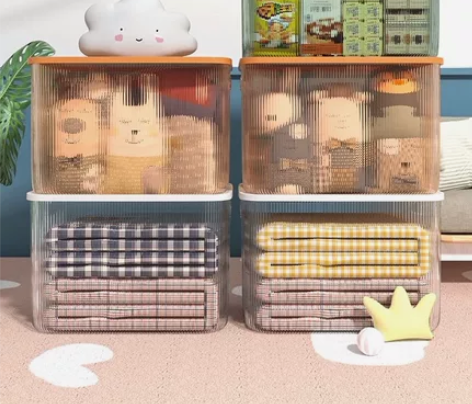 PET透明桌面收纳盒多功能杂物化妆品盒子带...