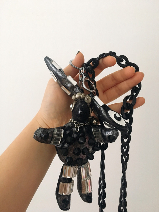 铆钉水钻 超萌大兔子挂件 黑色 潮 公仔韩...