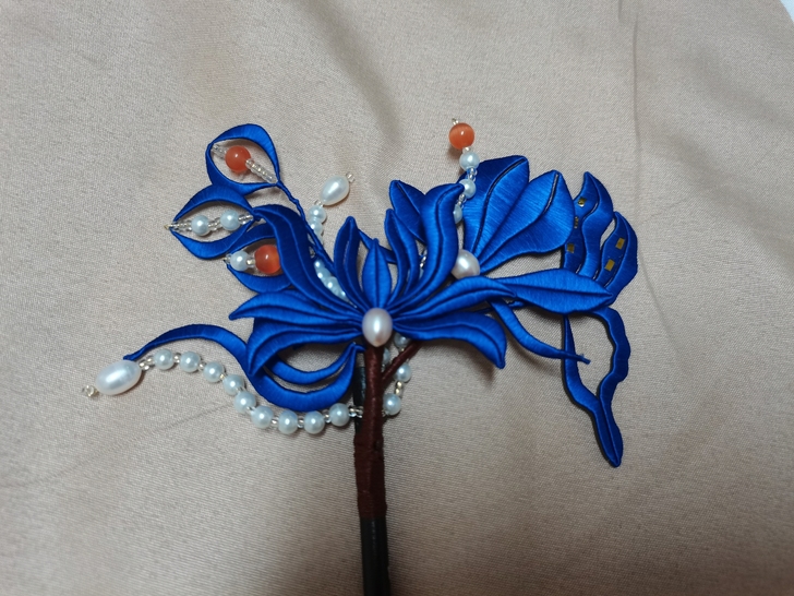 仿点翠原创缠花发簪汉服发饰