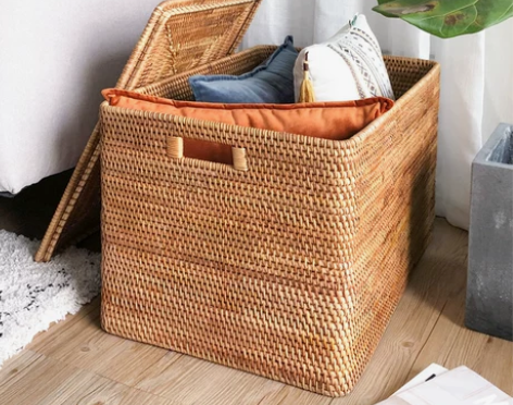 藤编收纳箱 藤编竹编越南收纳筐脏衣服篮零食...