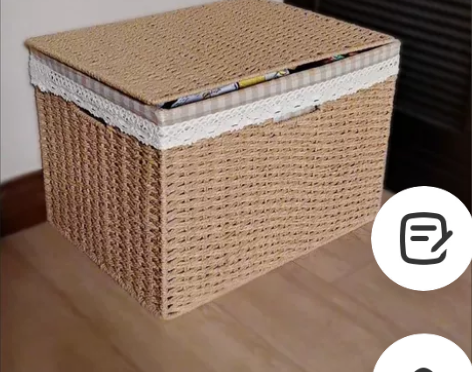 【全新】有盖日式简约家用收纳箱仿藤编收纳筐...