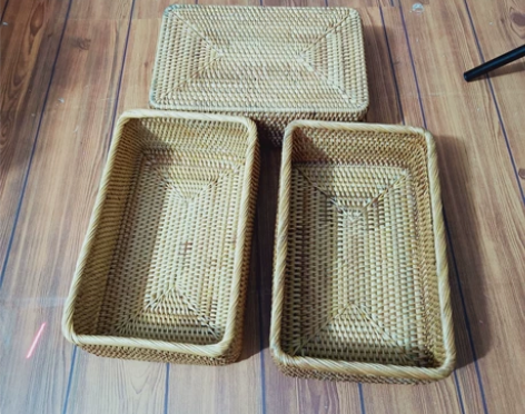 处理特价清仓越南藤编收纳筐零食桌面收纳盒整...