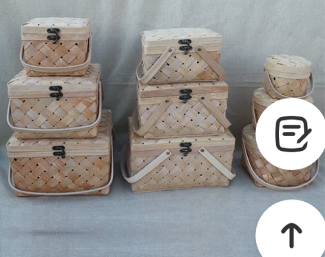 藤编收纳 藤编收纳篮木片篮手提姜蒜水果面包...