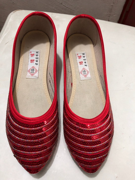 闪亮大红布单鞋,37码特价40元包邮转