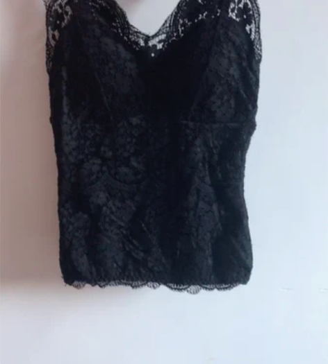 冬款保暖吊带背心 加绒加厚 黑色蕾丝背心女...