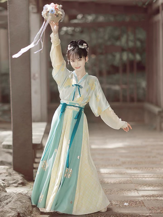 十三余小豆蔻儿[洛神花事]唐背子圆领衫破裙...