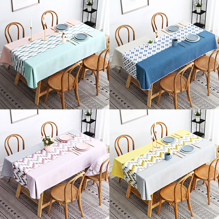 桌布布艺北欧棉麻餐桌布长方形家用简约茶几台...