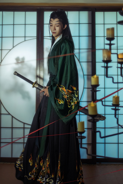 序绘原创 辟邪 麒麟祥瑞大袖披风外套重工刺...