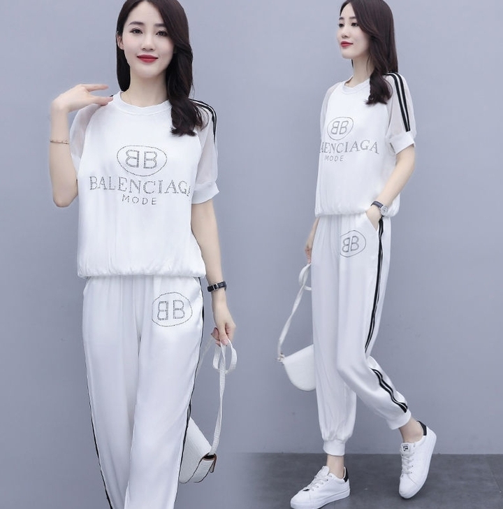 外贸跨境现货休闲运动服套装女夏韩版新款时尚...