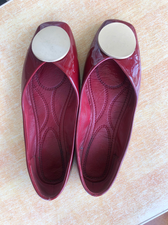 红色漆皮平底单鞋小红鞋