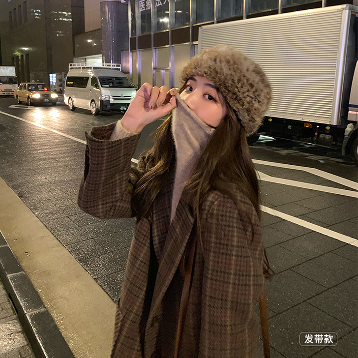 苏苏兔毛帽子新款韩版潮春季小众复古毛毛发带...