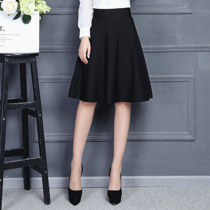 A字裙伞裙百褶裙女中长款半身裙中裙大码裙