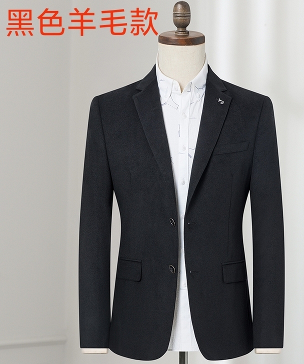 羊毛西服男士韩版纯色宽松单西商务休闲青年羊...
