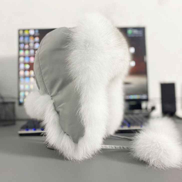 新款狐狸毛皮草冬季帽子女韩版潮儿童保暖护耳...