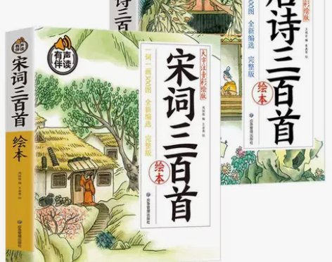 唐诗三百首+宋词三百首完整版绘本彩图大字注...