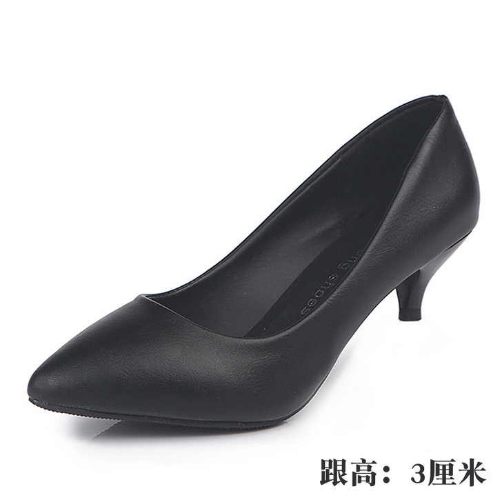 工作鞋正装面试职业鞋高跟鞋黑色女鞋2019...
