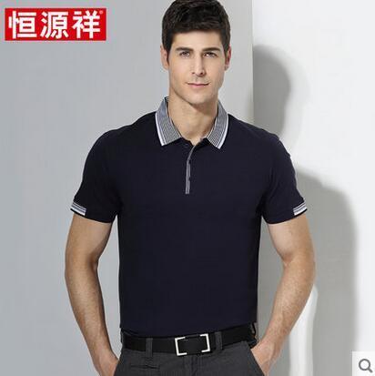恒源祥男装夏款男体恤衫 中年短袖双丝光纯棉...
