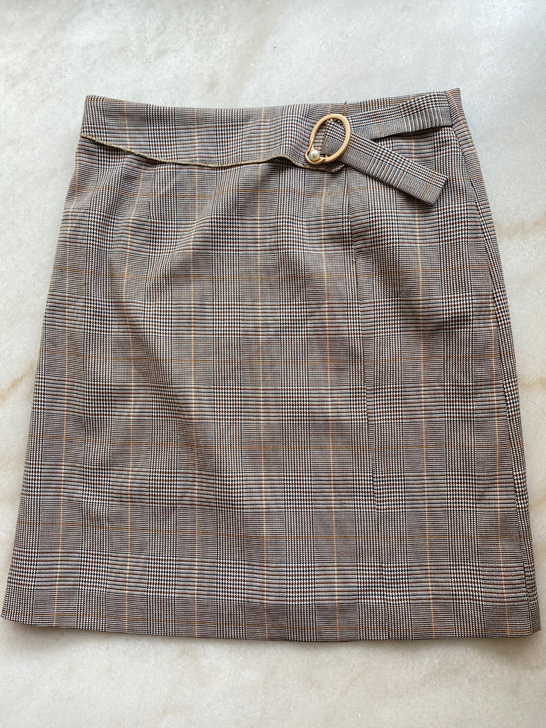 秋季新款半身裙女一步裙双层格子裙修身短裙显...