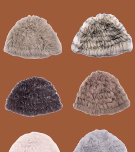 獭兔家兔毛毛帽子纯手工编织帽子兔毛毛绒帽 ...