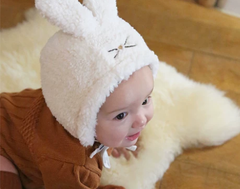 秋冬婴儿帽子可爱超萌新生儿冬季宝宝毛绒帽儿...