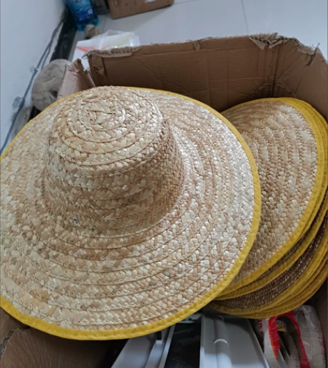 麦杆超大草帽农民农用工地编织草帽遮阳防晒夏...