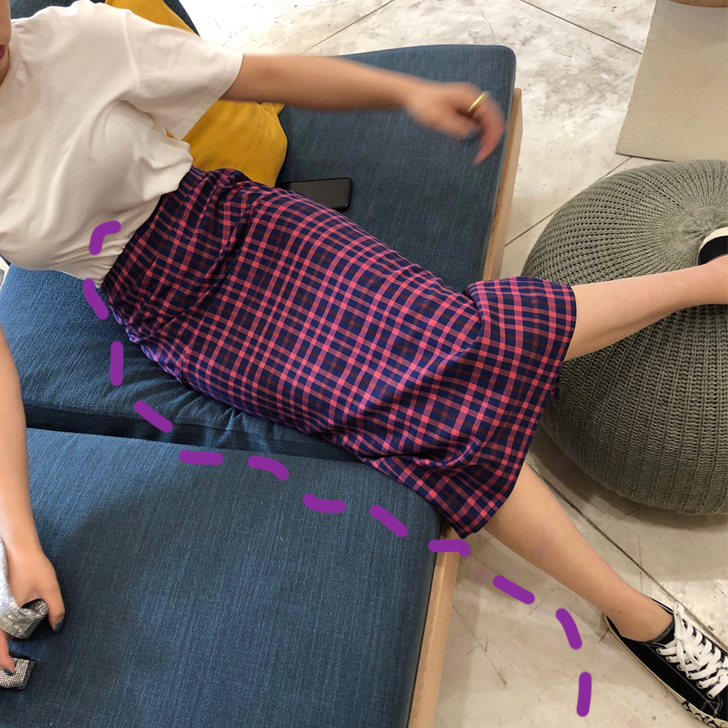 冉大美 原创夏新款紫色格子时髦H型...