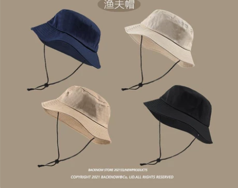 BACKNOW大头围纯色渔夫帽男春季简约遮...