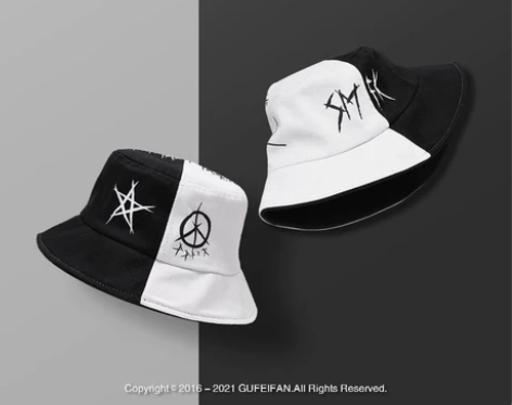 GFF潮牌黑白渔夫帽男夏季嘻哈街头日系潮人...