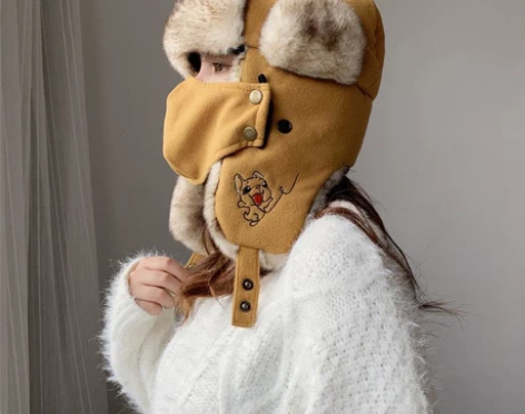 超厚保暖雷锋帽口罩一体雷锋帽冬天加绒帽子女...