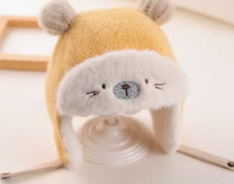 婴儿帽子冬季加绒宝宝雷锋帽可爱超萌婴幼儿秋...