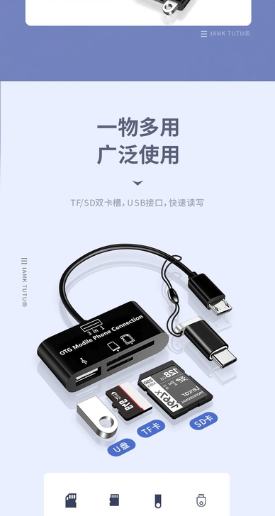 万能读卡器六合一3.0平板电脑相机SD内存...