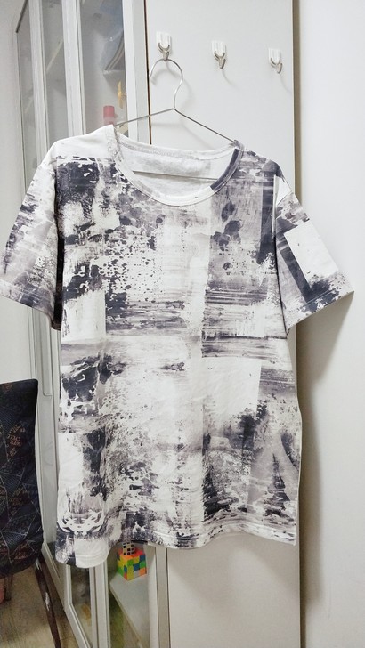 夏季圆领男士T恤水墨印花