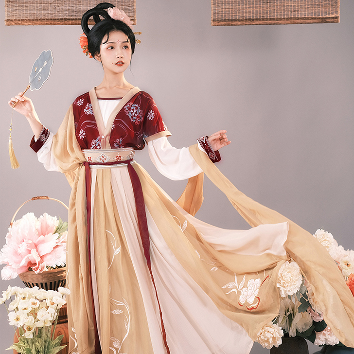 %耀春醉芙蓉原创汉服女中国风古装齐腰唐制褙...