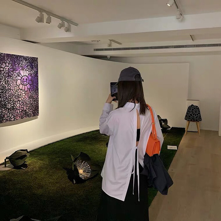 左边后背开衩衬衫