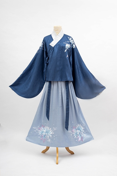 【兴雅阁 夜昙】交领齐腰袄裙短袄刺绣套装明...