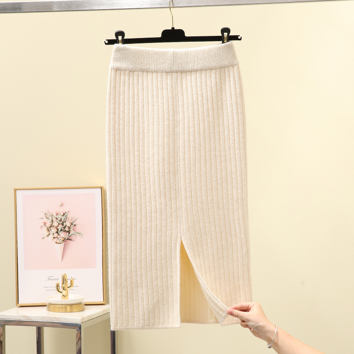 针织半身裙秋冬季长裙包臀裙一步裙中长款直筒...