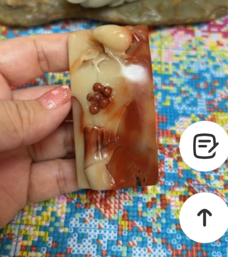 天生地韫美玲珑寿山芙蓉石大手把镇纸石或者印...