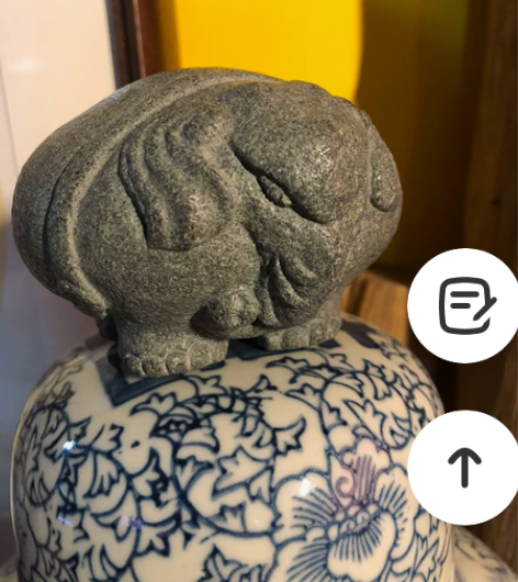 青石圆润大象石象茶宠镇纸石吉象如意摆件文房...