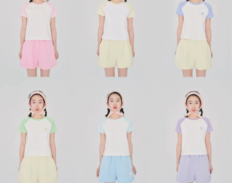 棉花糖：打翻调色盘！「拼袖撞色紧身小短袖」...