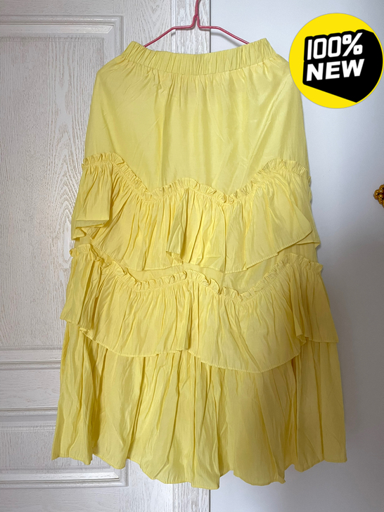 长裙 半身裙 黄色 蓬蓬公主裙 荷叶边