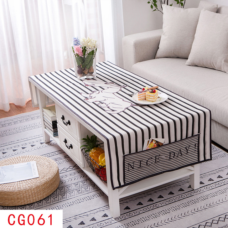 棉麻布艺茶几桌布客厅长方形茶几垫餐桌台布防...